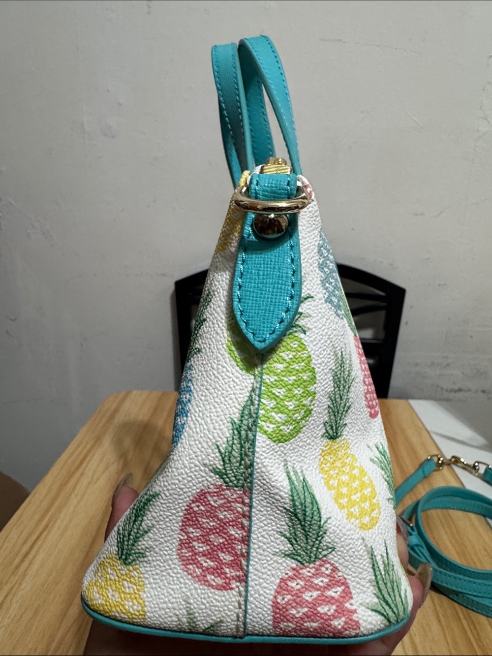 Dooney & Bourke Turquoise Pineapple Print Mini Satchel - Picture 8 of 10